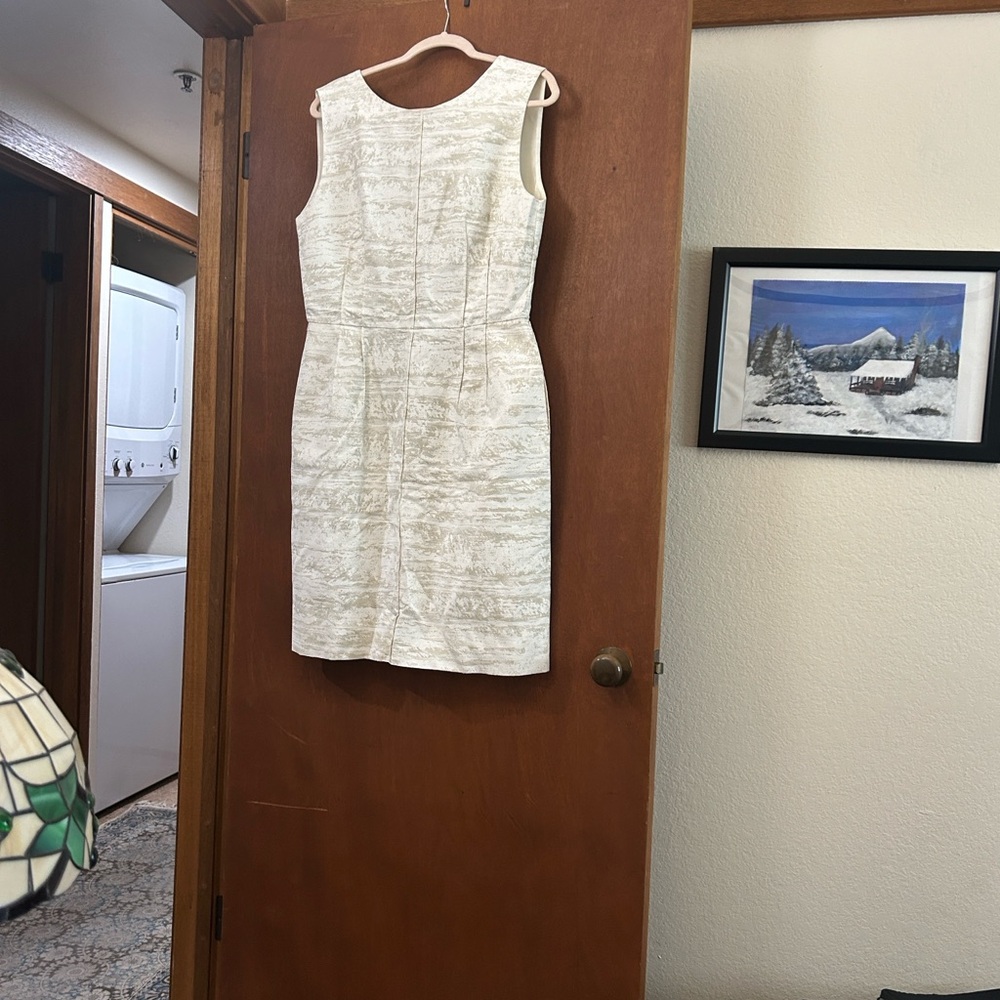 Dolce & Gabbana Textured Cream Midi Dress with pockets